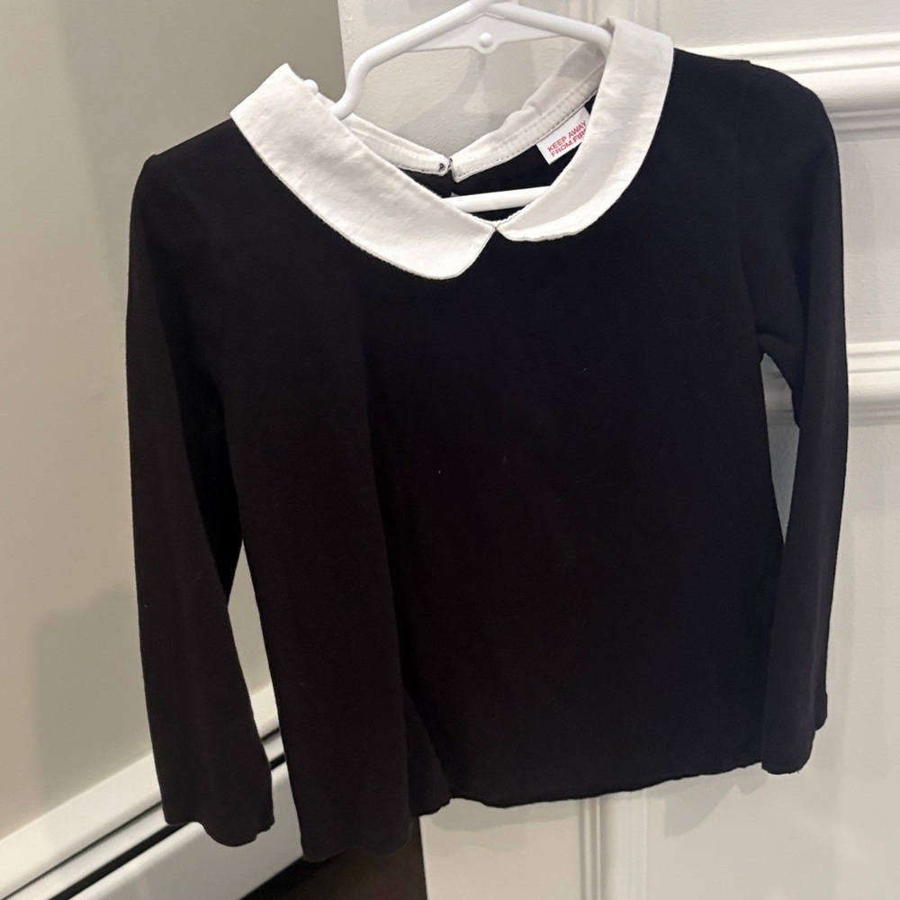 Zara Kids Black Long Sleeve Top with White Collar